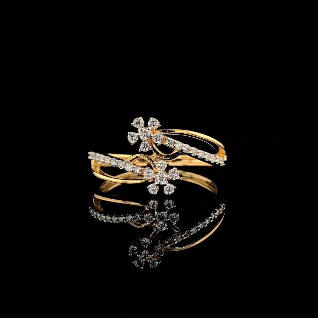 Lab Grown Diamond Bypass Ring | 14K Gold Statement Ring