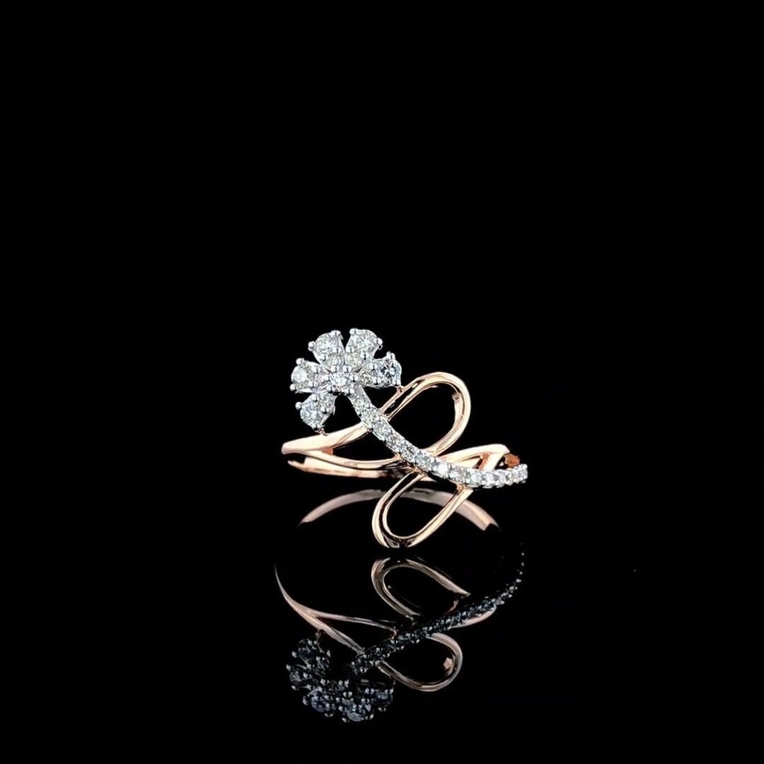 Lab Grown Diamond Flower Ring | 14K Gold Statement Ring