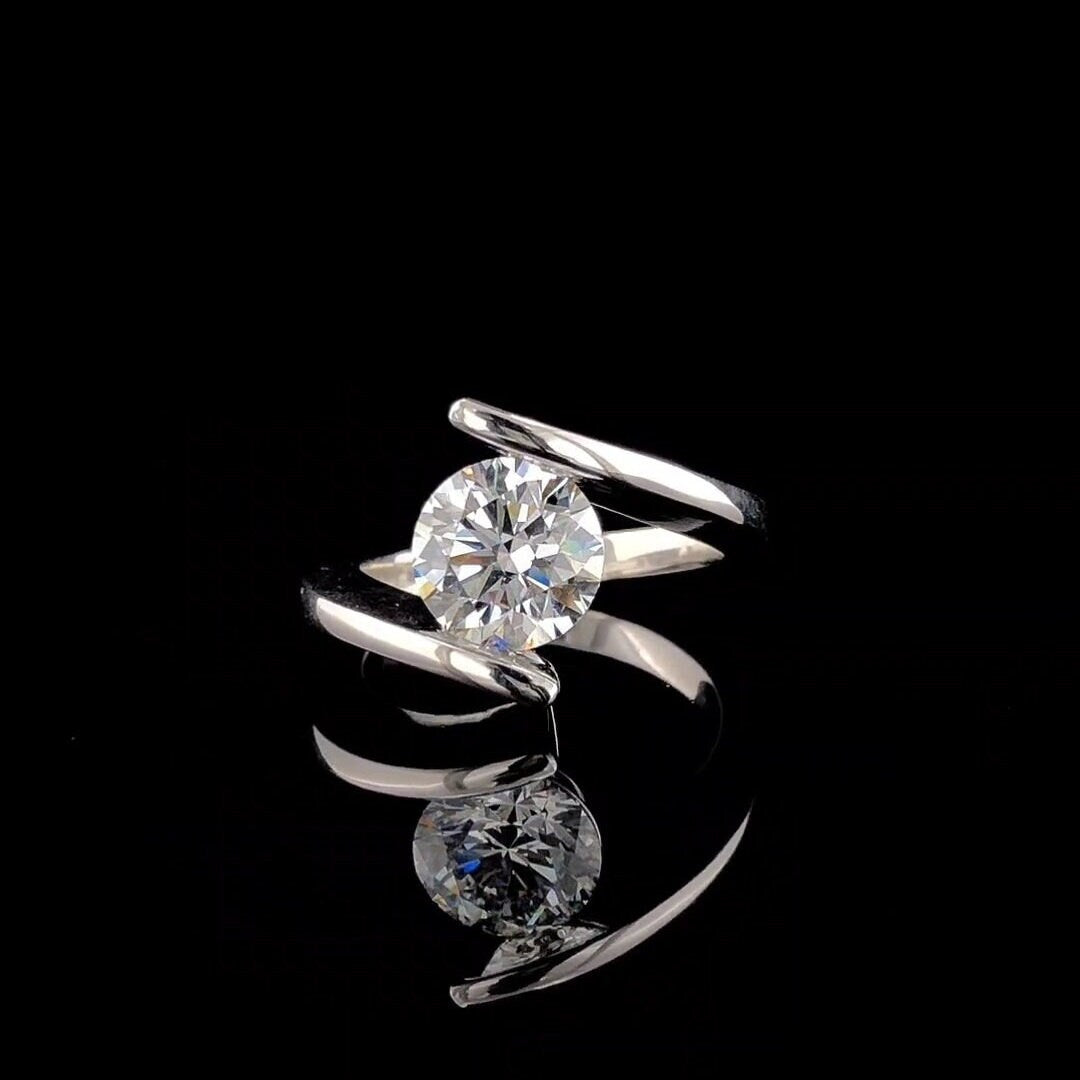 2.00 Carat Lab Grown Diamond Engagement Ring | 14K Gold Bypass Solitaire