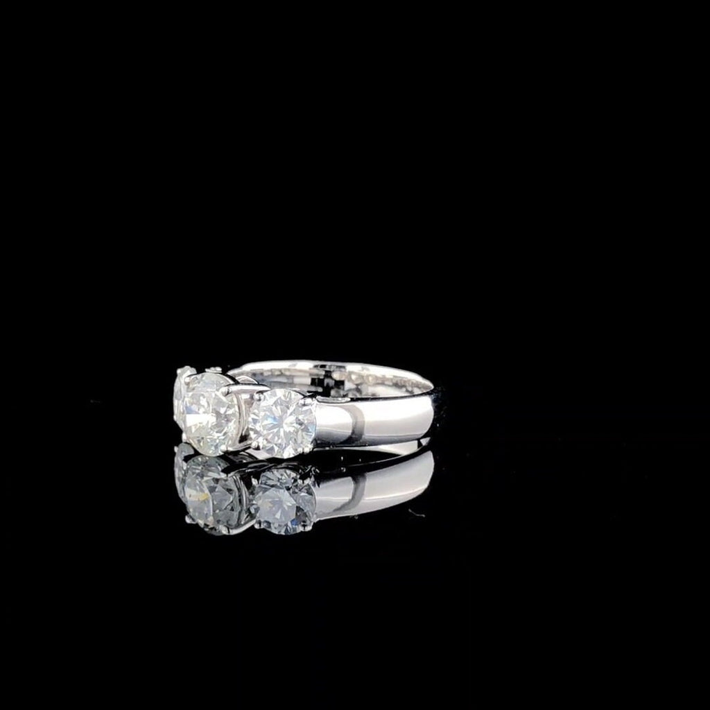 2.50Ct Lab Grown Diamond Three Stone 14K Gold Engagement Ring