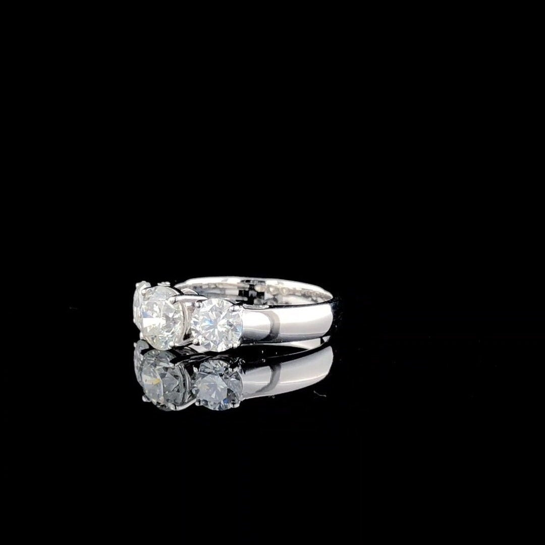 2.50Ct Lab Grown Diamond Three Stone 14K Gold Engagement Ring
