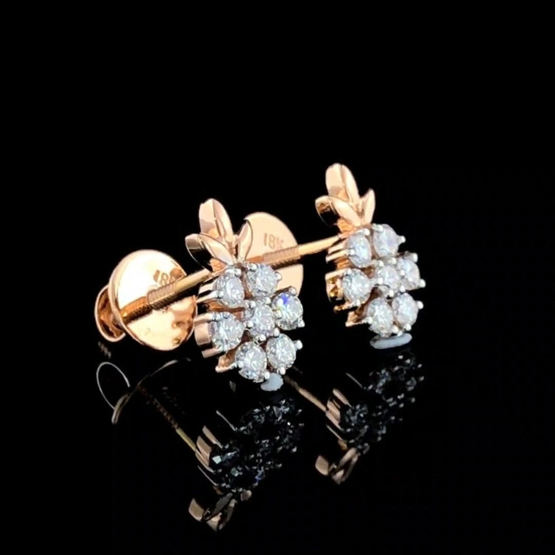 14K Gold Lab Grown Diamond Studs | Floral Cluster Earrings