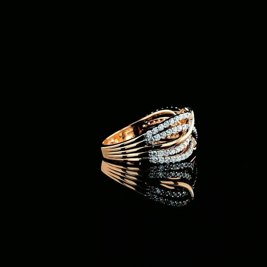 Lab Grown Diamond Crossover Ring | 14K Gold Statement Jewelry