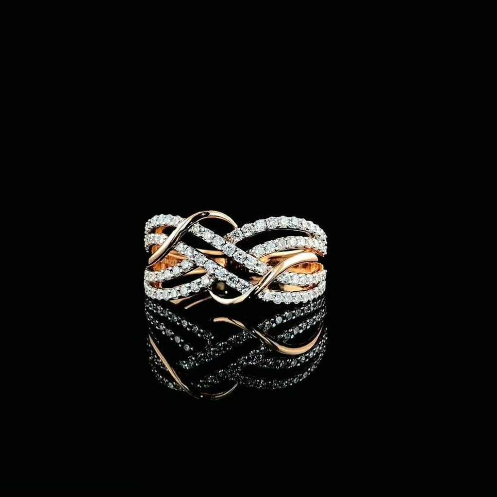 Lab Grown Diamond Crossover Ring | 14K Gold Statement Jewelry