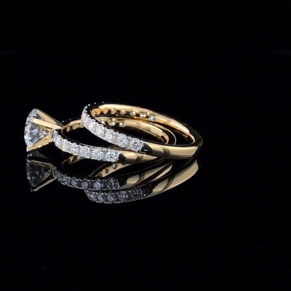 1.70 Carat Lab Grown Diamond Engagement Ring Set | 14KT Gold Wedding Ring