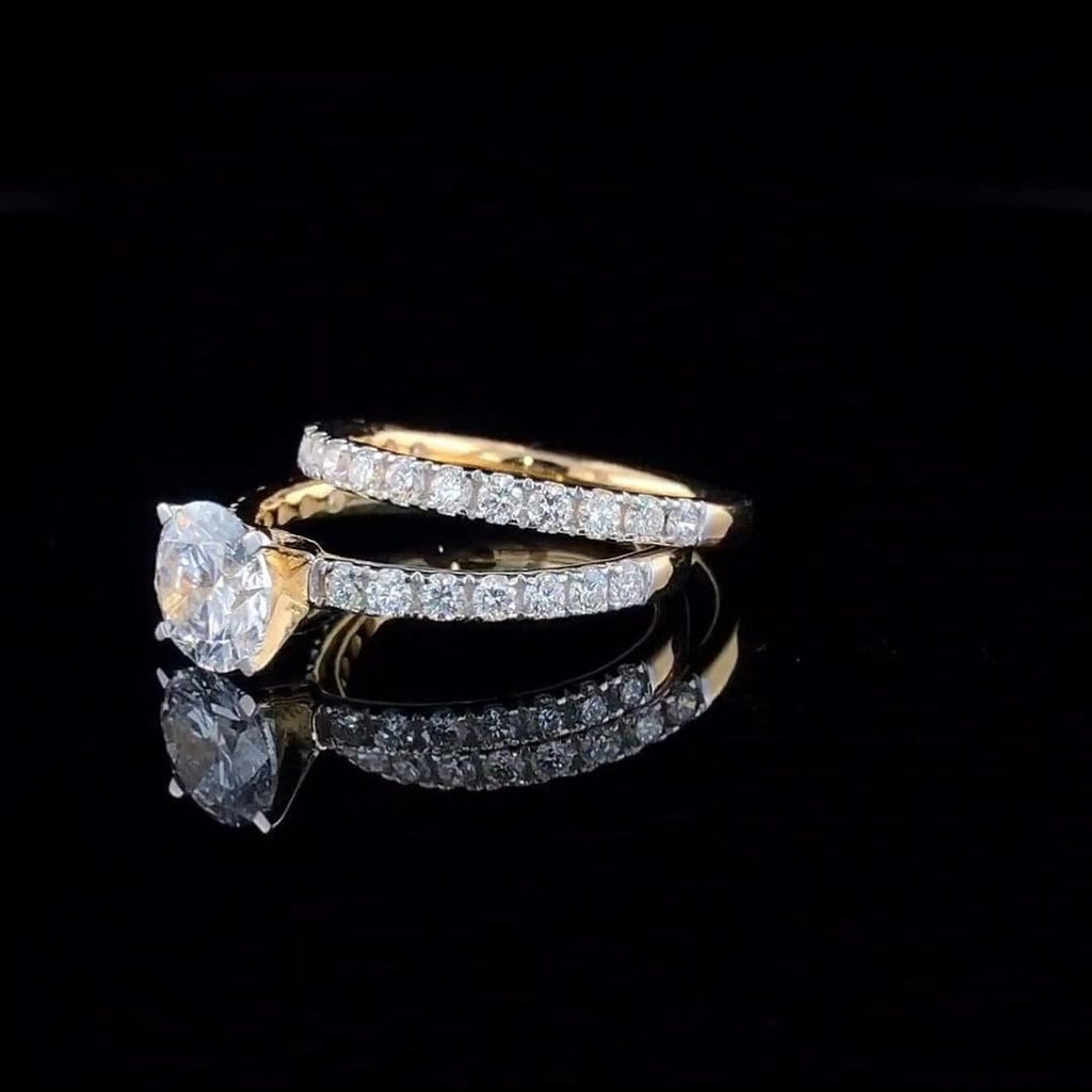 1.70 Carat Lab Grown Diamond Engagement Ring Set | 14KT Gold Wedding Ring