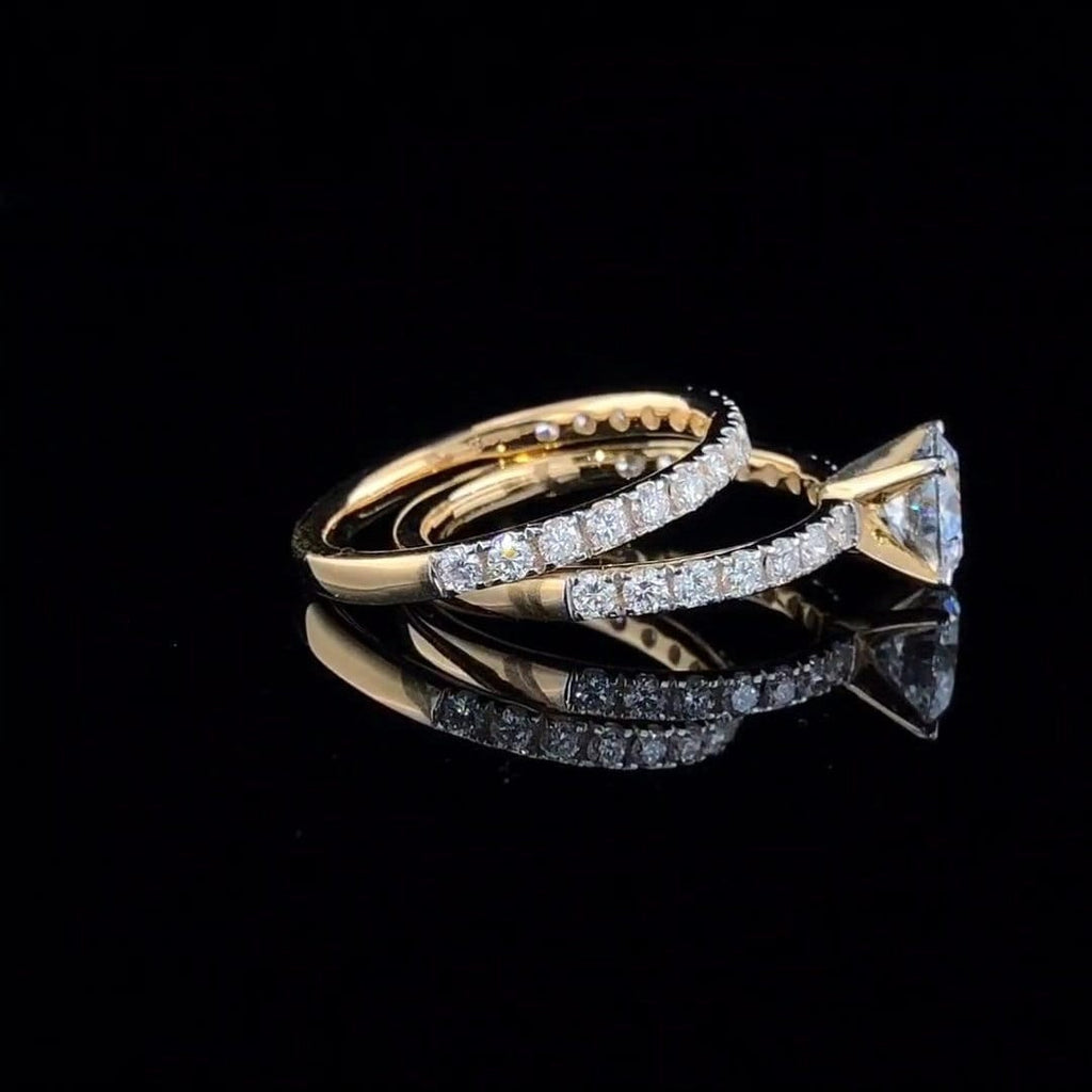 1.70 Carat Lab Grown Diamond Engagement Ring Set | 14KT Gold Wedding Ring
