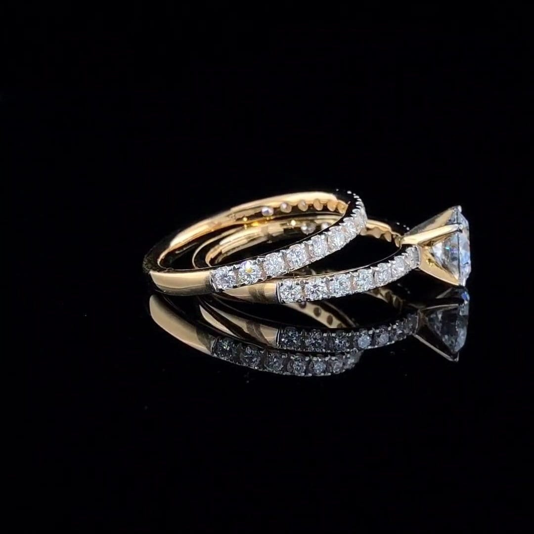 1.70 Carat Lab Grown Diamond Engagement Ring Set | 14KT Gold Wedding Ring