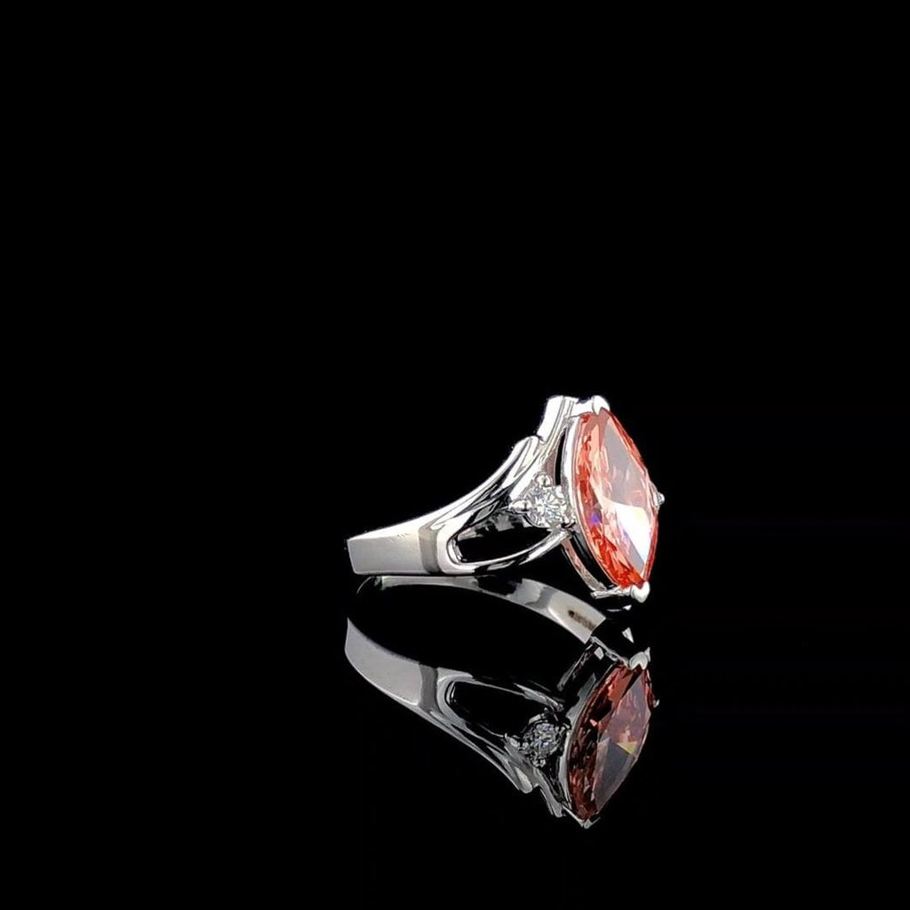 1ct Fancy Red Marquise Lab Diamond Ring | 14K Gold Engagement Ring