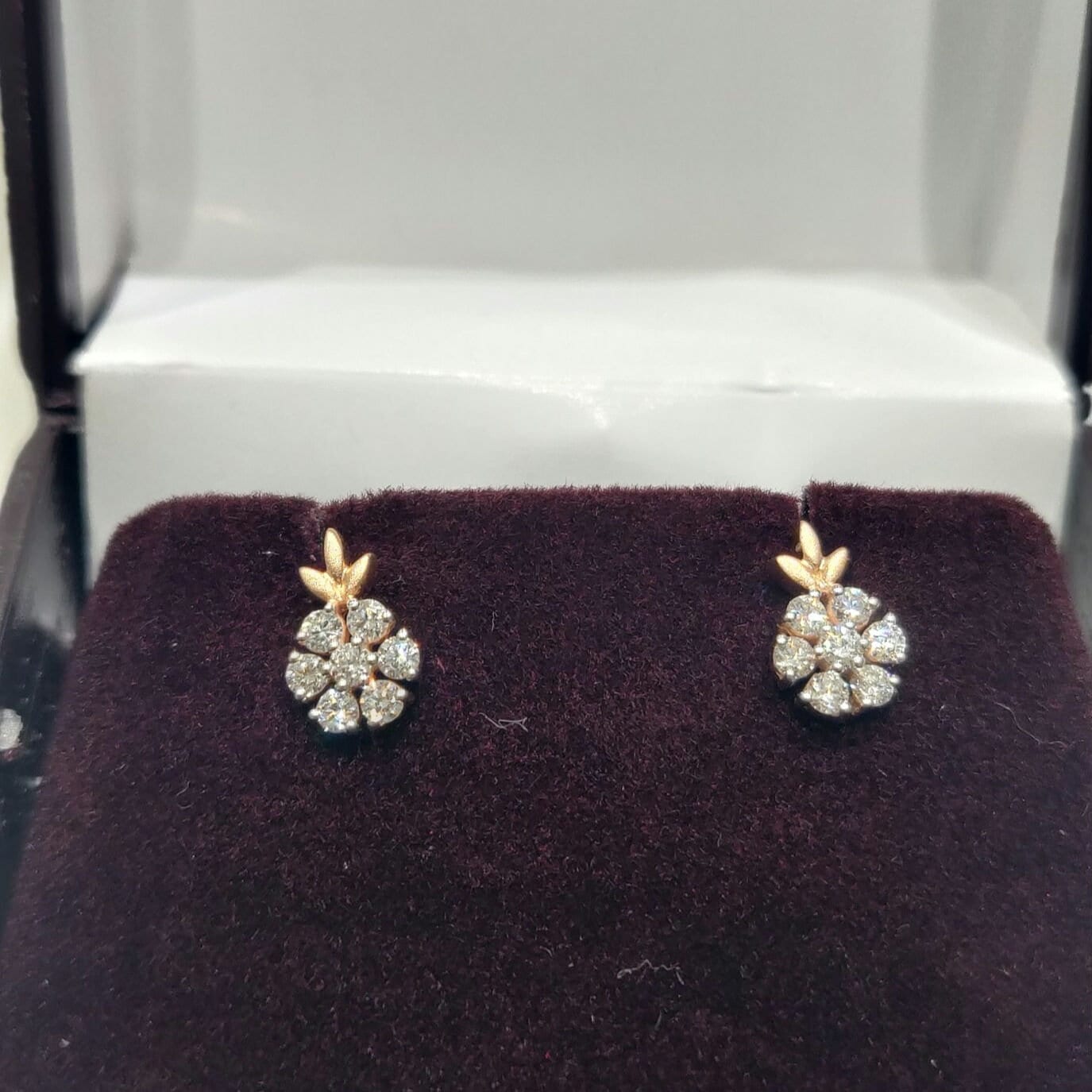 14K Gold Lab Grown Diamond Studs | Floral Cluster Earrings