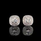Lab Grown Diamond Stud Earrings | 2.00 CTW, 14K Gold Halo, Screwback