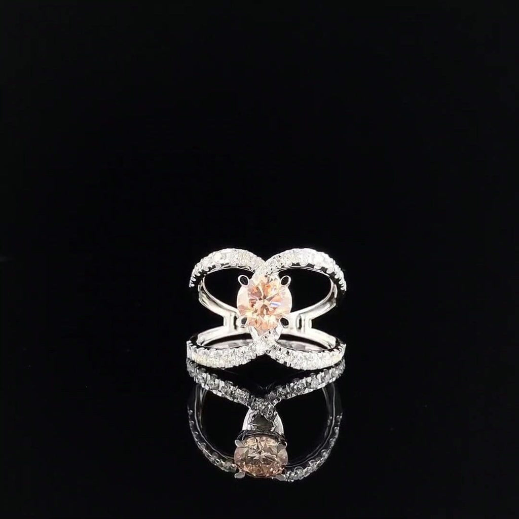 Intense Orange Lab Grown Diamond Engagement Ring | 14k Gold