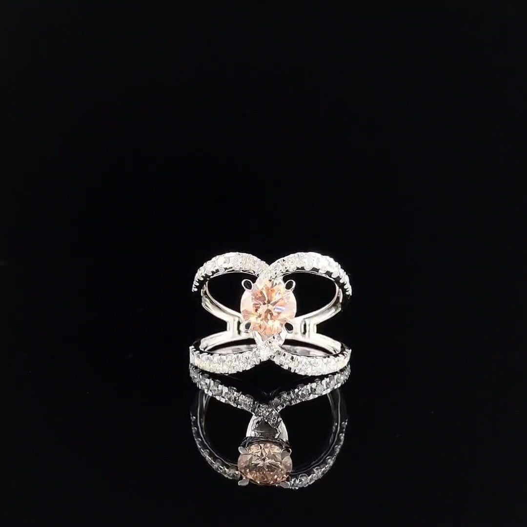 Intense Orange Lab Grown Diamond Engagement Ring | 14k Gold