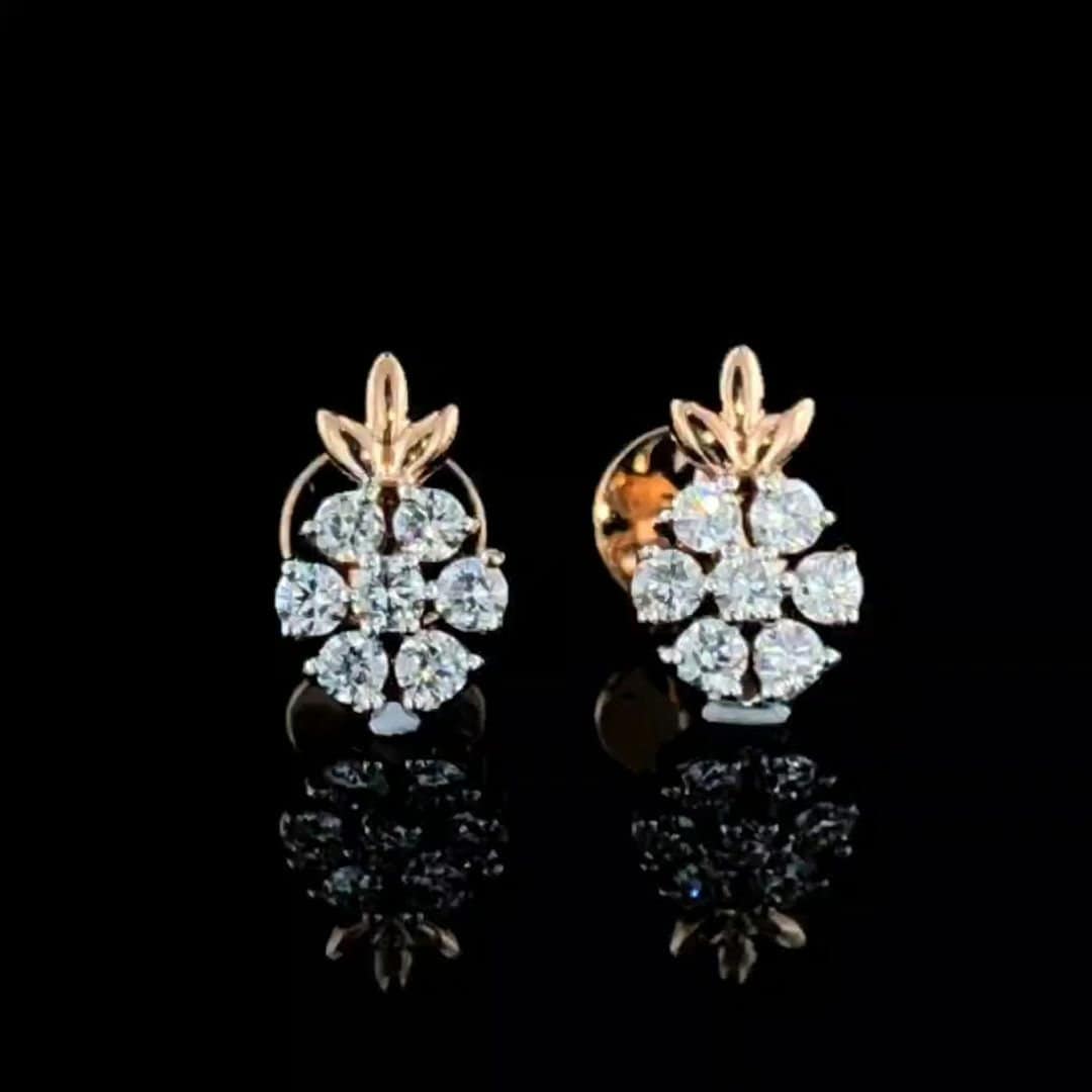 14K Gold Lab Grown Diamond Studs | Floral Cluster Earrings