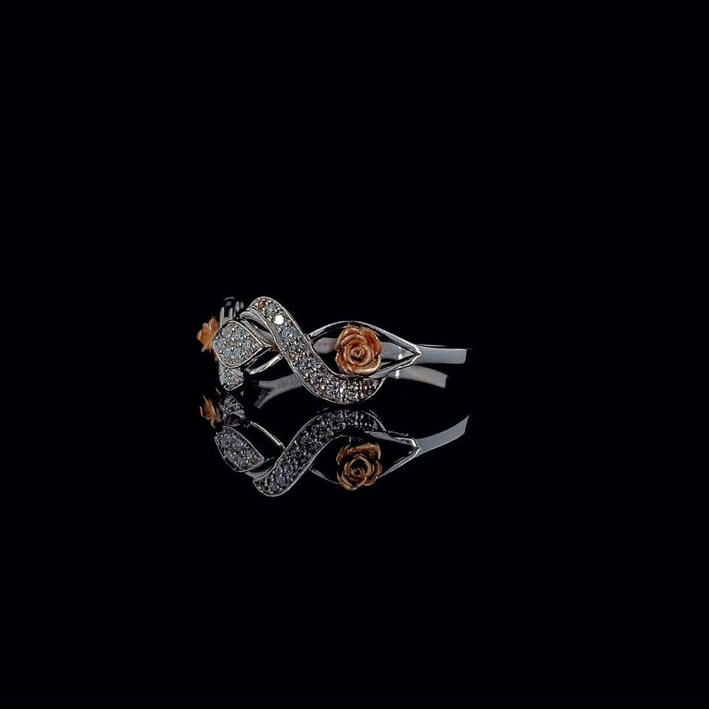 14K Solid Gold Flower Ring | Lab Grown Diamond, Two Tone