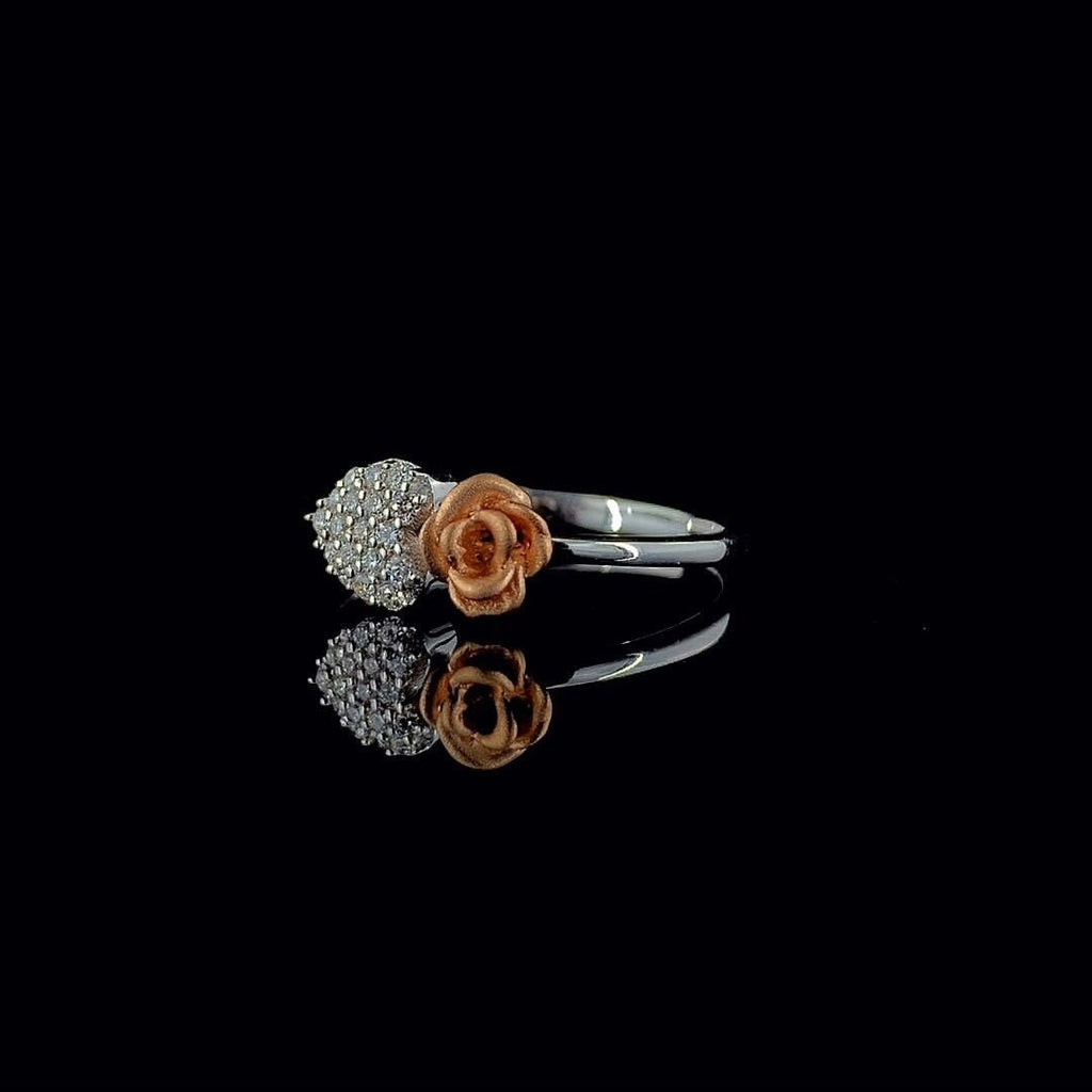 14K Gold Two Tone Lab Grown Diamond Flower Ring | Handmade