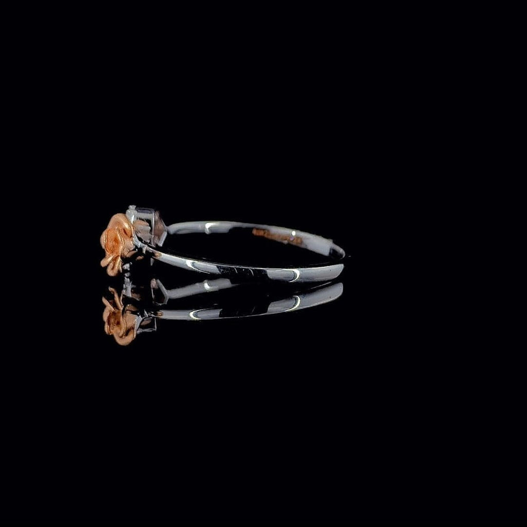 14K Gold Two Tone Lab Grown Diamond Flower Ring | Handmade