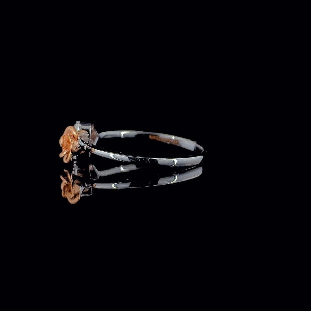 14K Gold Two Tone Lab Grown Diamond Flower Ring | Handmade