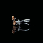 Two Tone 14K Gold Flower Ring: Lab Grown CVD Diamond Rose