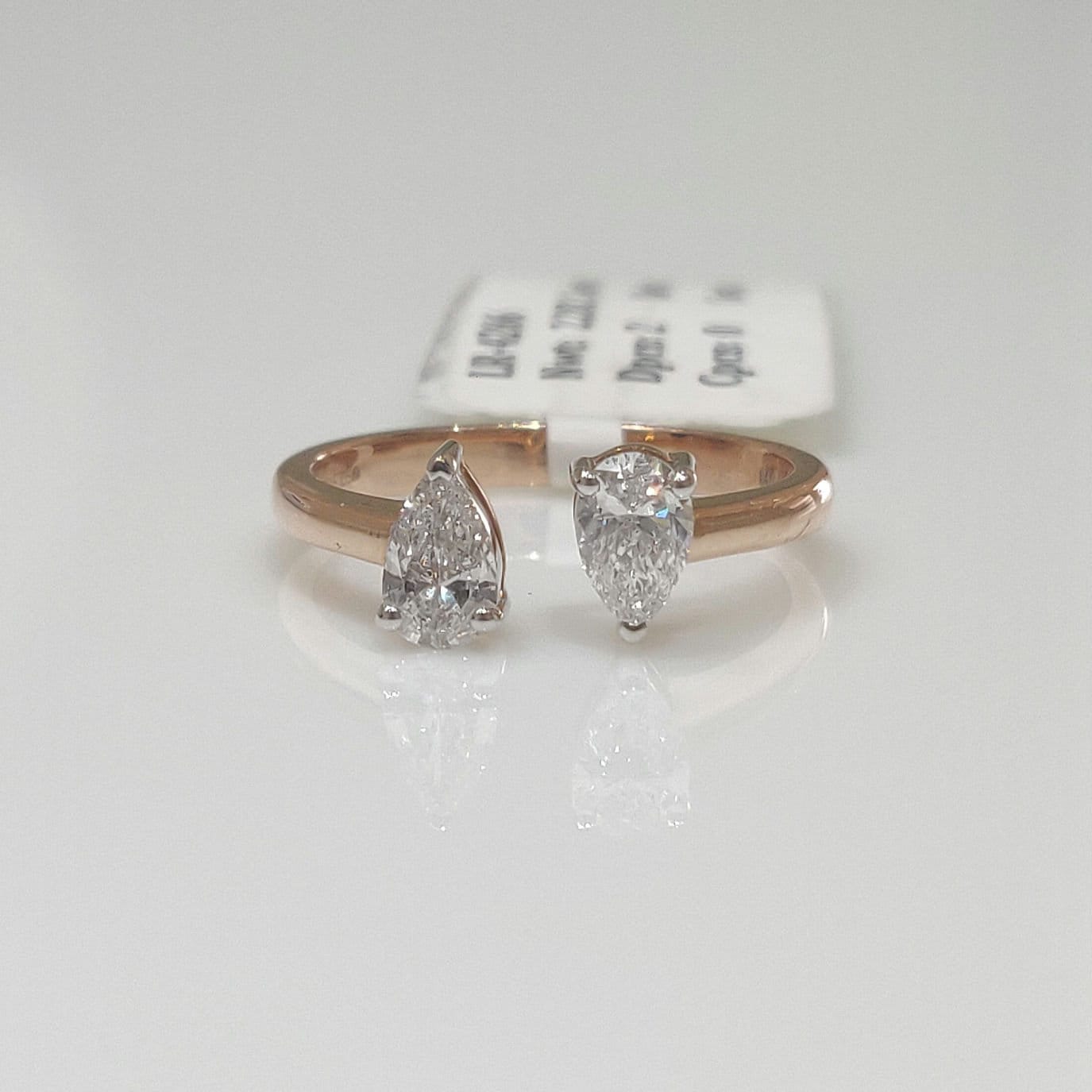 14k Gold Toi et Moi Ring | Pear Lab Grown Diamond Open Ring