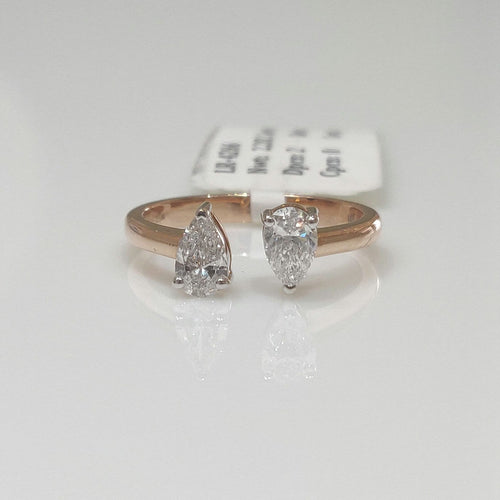 14k Gold Toi et Moi Ring | Pear Lab Grown Diamond Open Ring