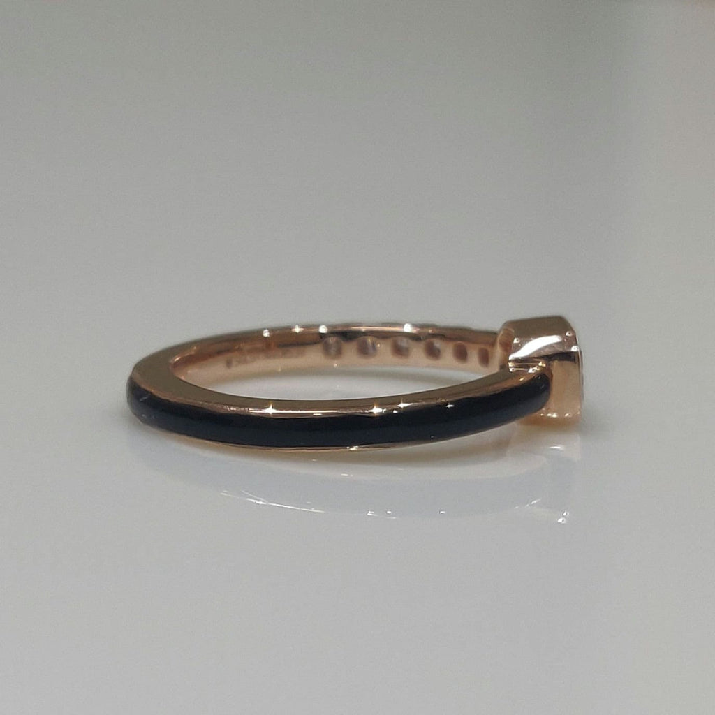 Emerald Cut Lab Grown Diamond Ring | Black Ceramic, 14K Gold