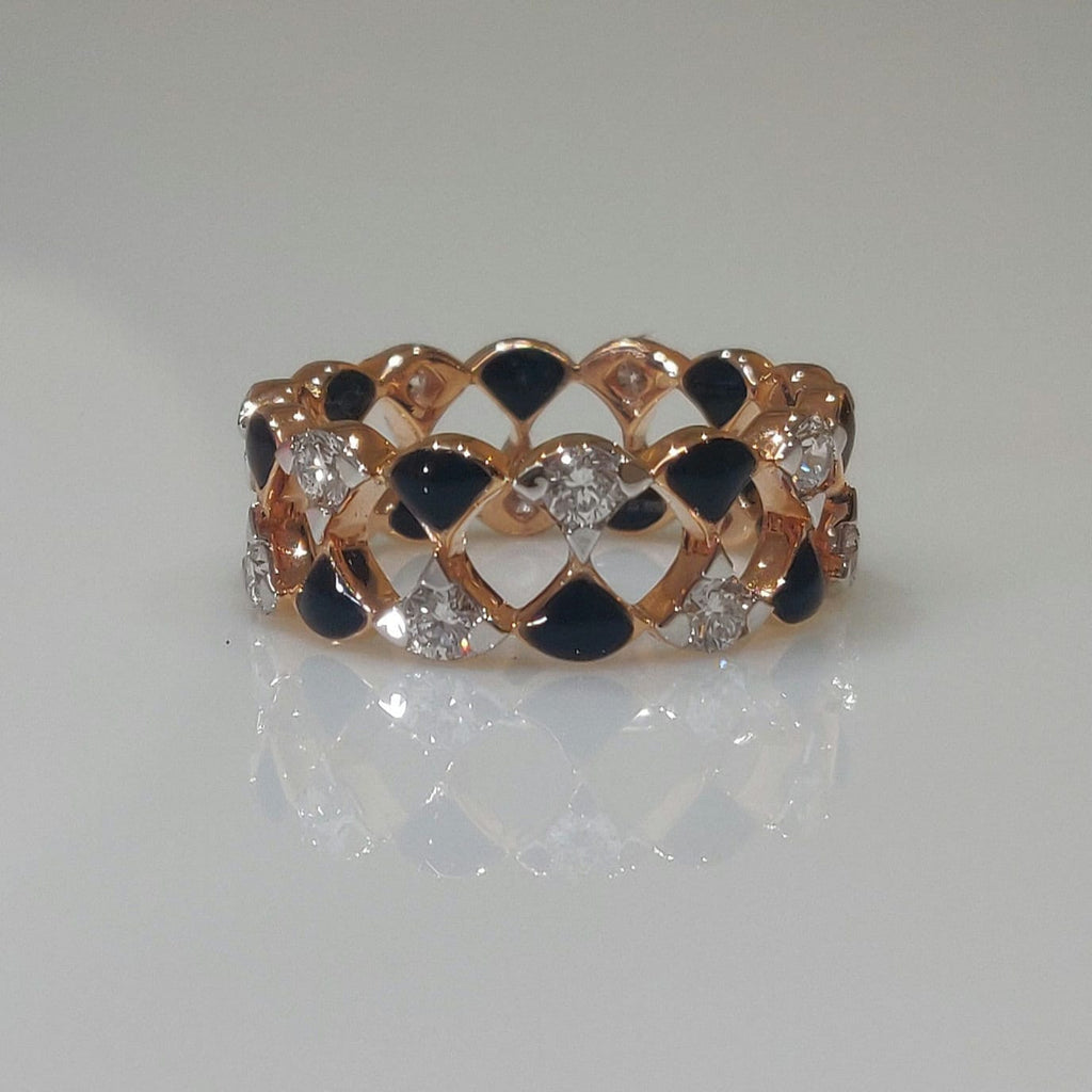 Lab Grown Diamond Wedding Band | 14K Gold & Black Ceramic Ring