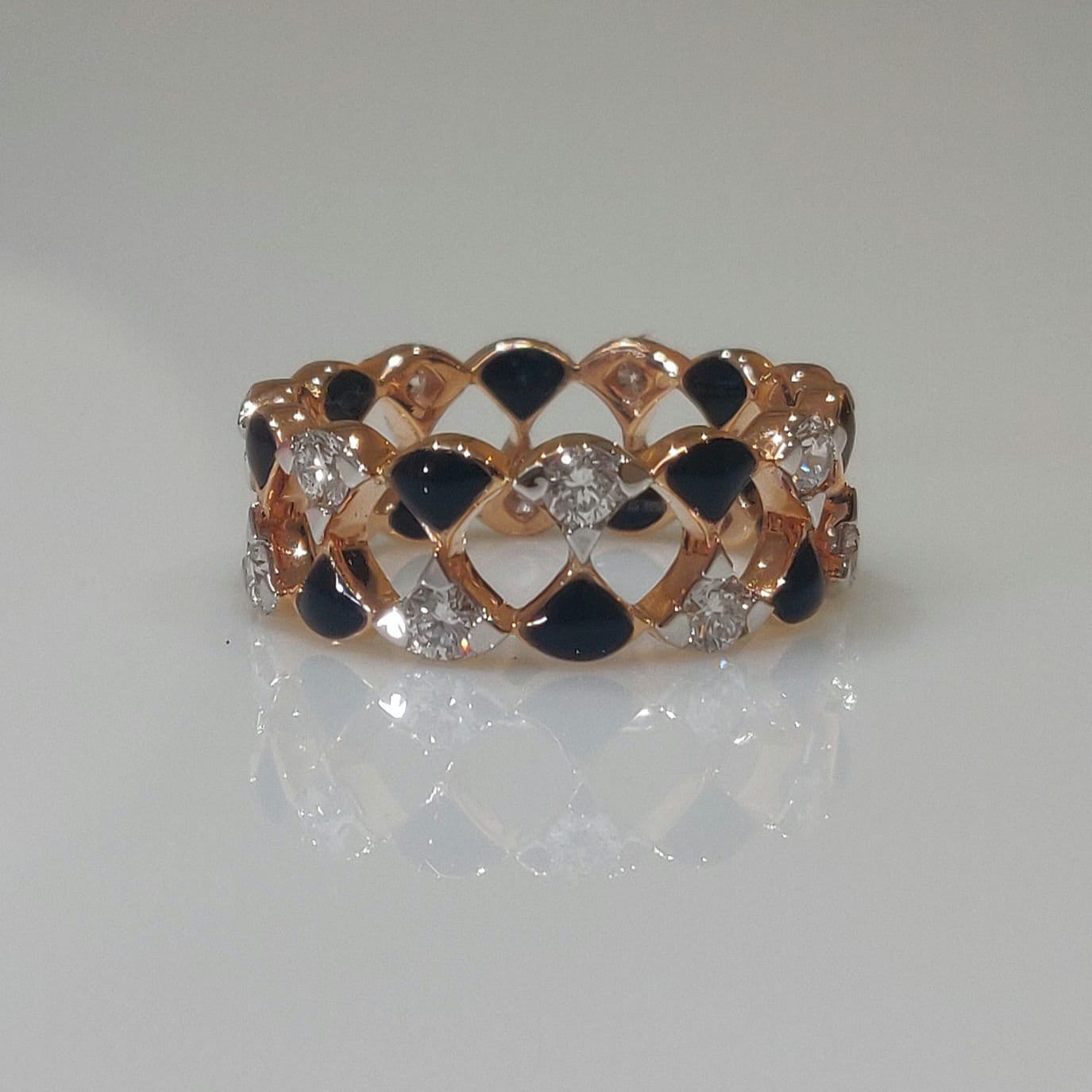 Lab Grown Diamond Wedding Band | 14K Gold & Black Ceramic Ring