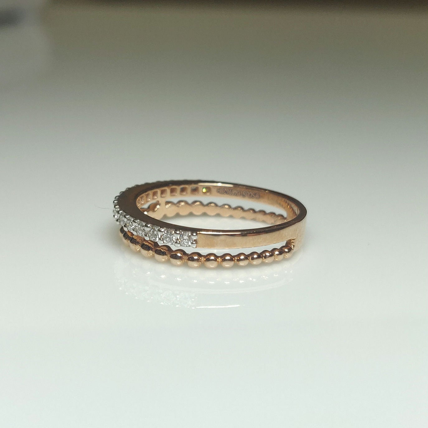 14K Gold Lab Grown Diamond Wedding Band: Half Eternity Stacking Ring