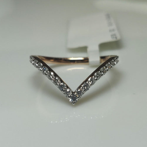 14K Gold Lab Grown Diamond V-Shaped Wedding Band