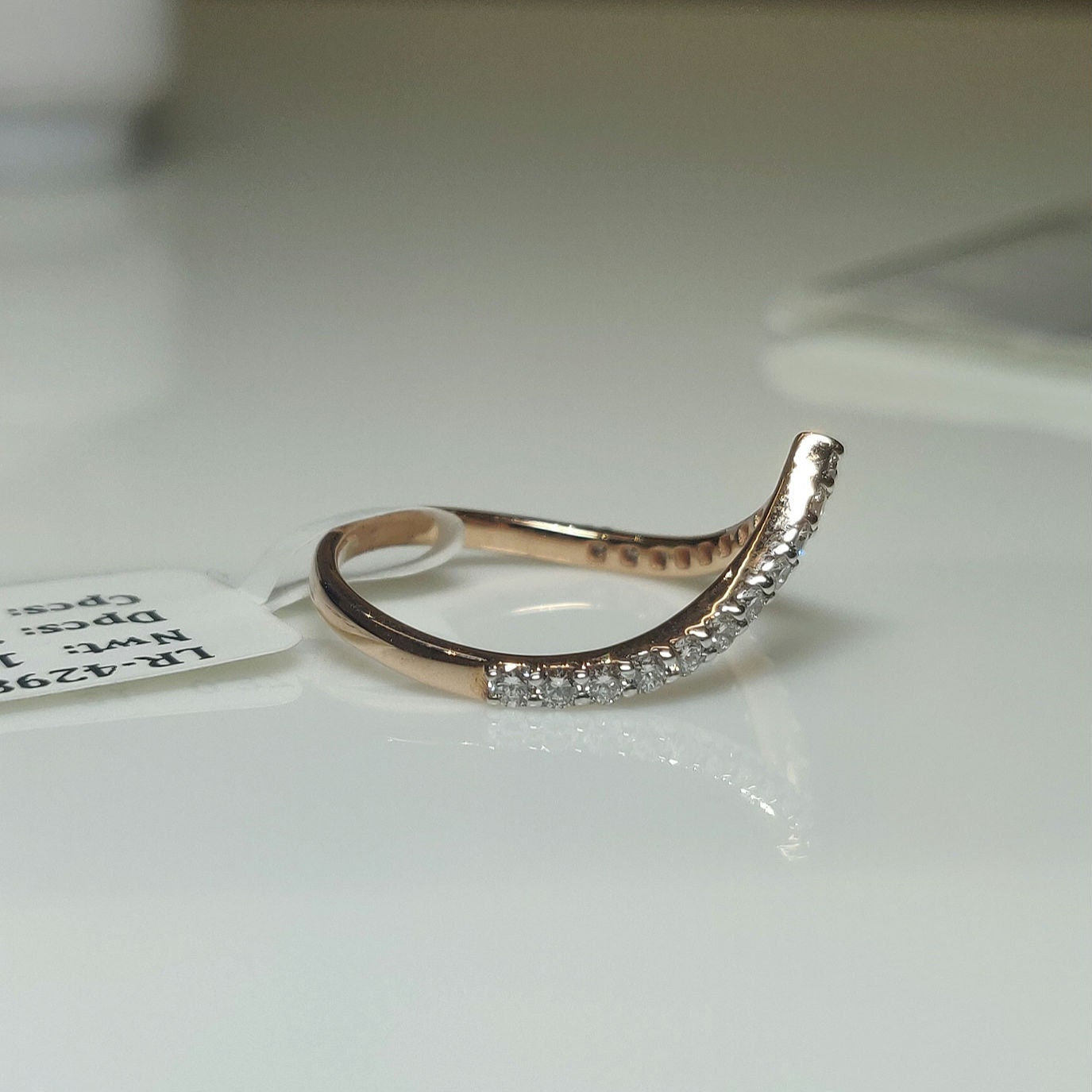 14K Gold Lab Grown Diamond V-Shaped Wedding Band