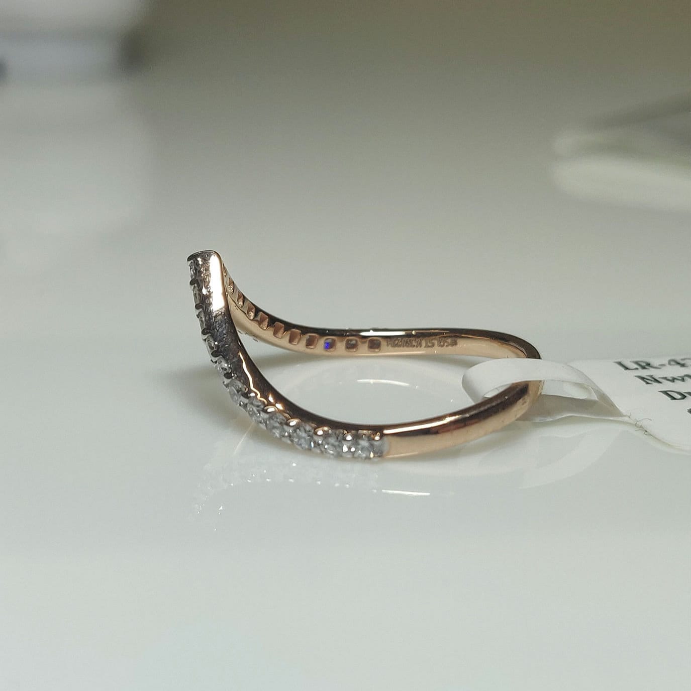 14K Gold Lab Grown Diamond V-Shaped Wedding Band
