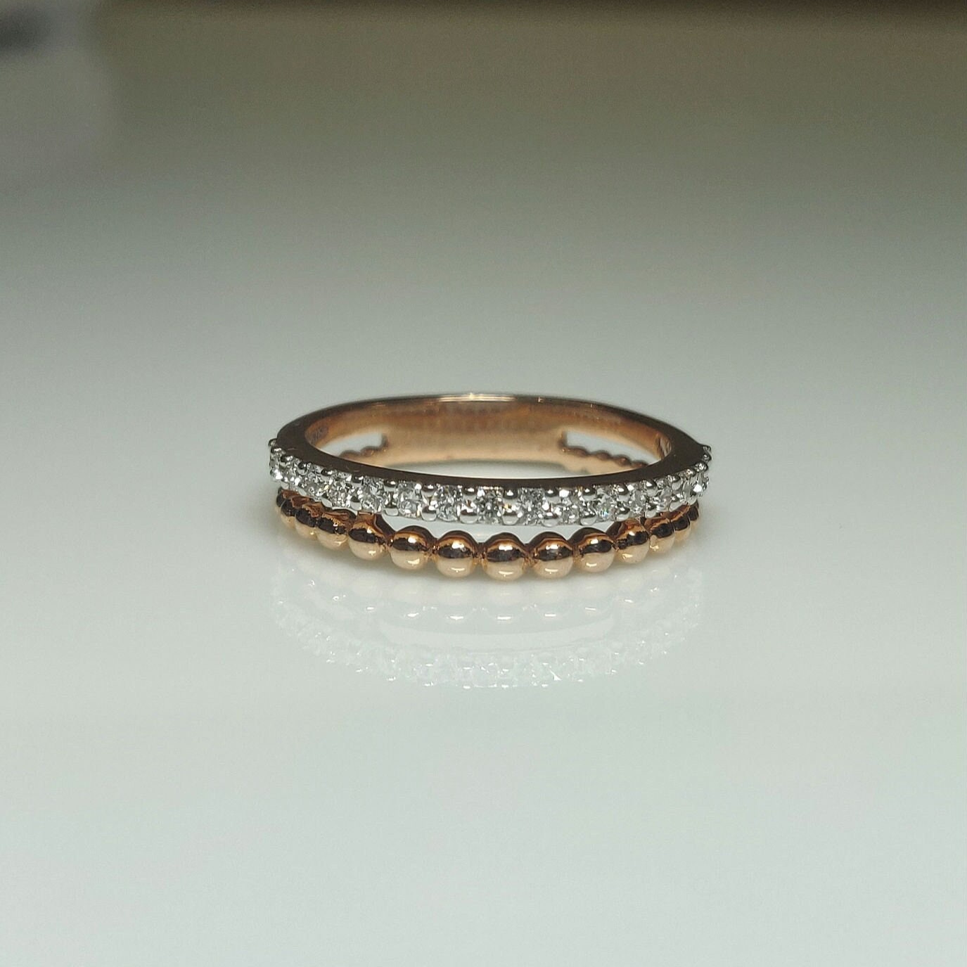 14K Gold Lab Grown Diamond Wedding Band: Half Eternity Stacking Ring