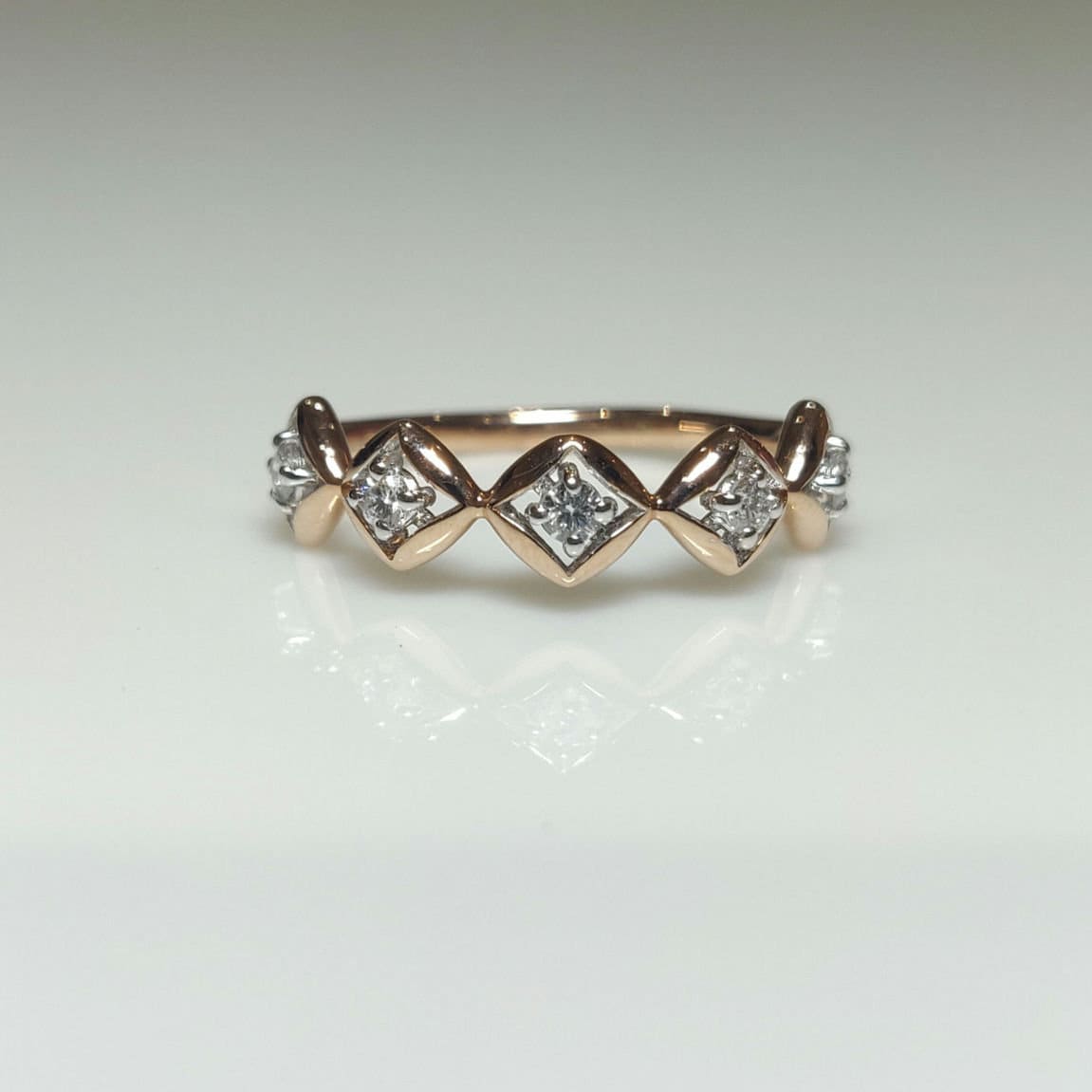Lab Grown Diamond Wedding Band | 14K Gold Five Stone Half Eternity Ring