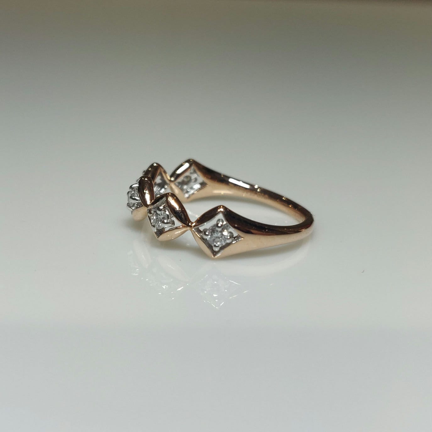 Lab Grown Diamond Wedding Band | 14K Gold Five Stone Half Eternity Ring