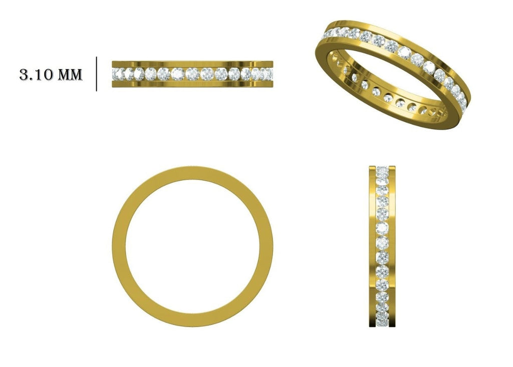 Lab Grown Diamond Eternity Band | 14K Gold Channel Set Wedding Ring