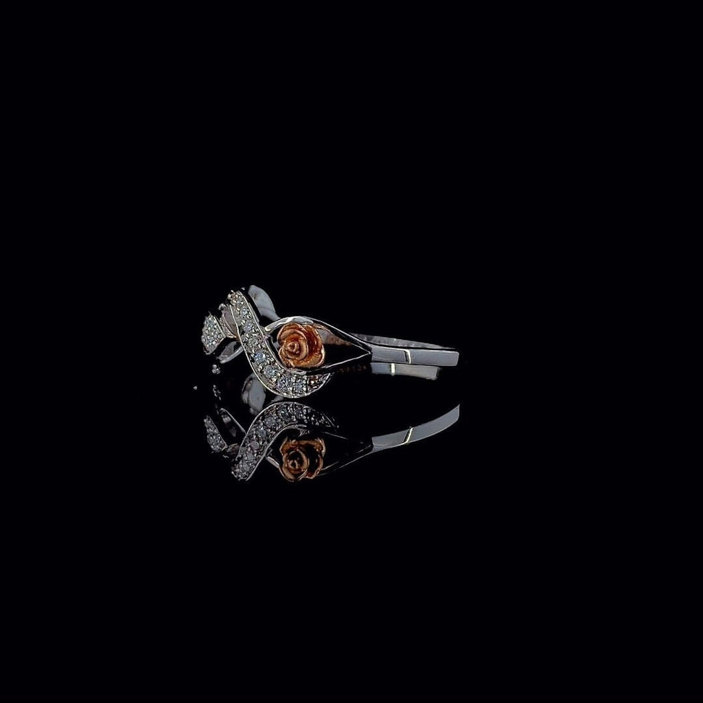 14K Solid Gold Flower Ring | Lab Grown Diamond, Two Tone
