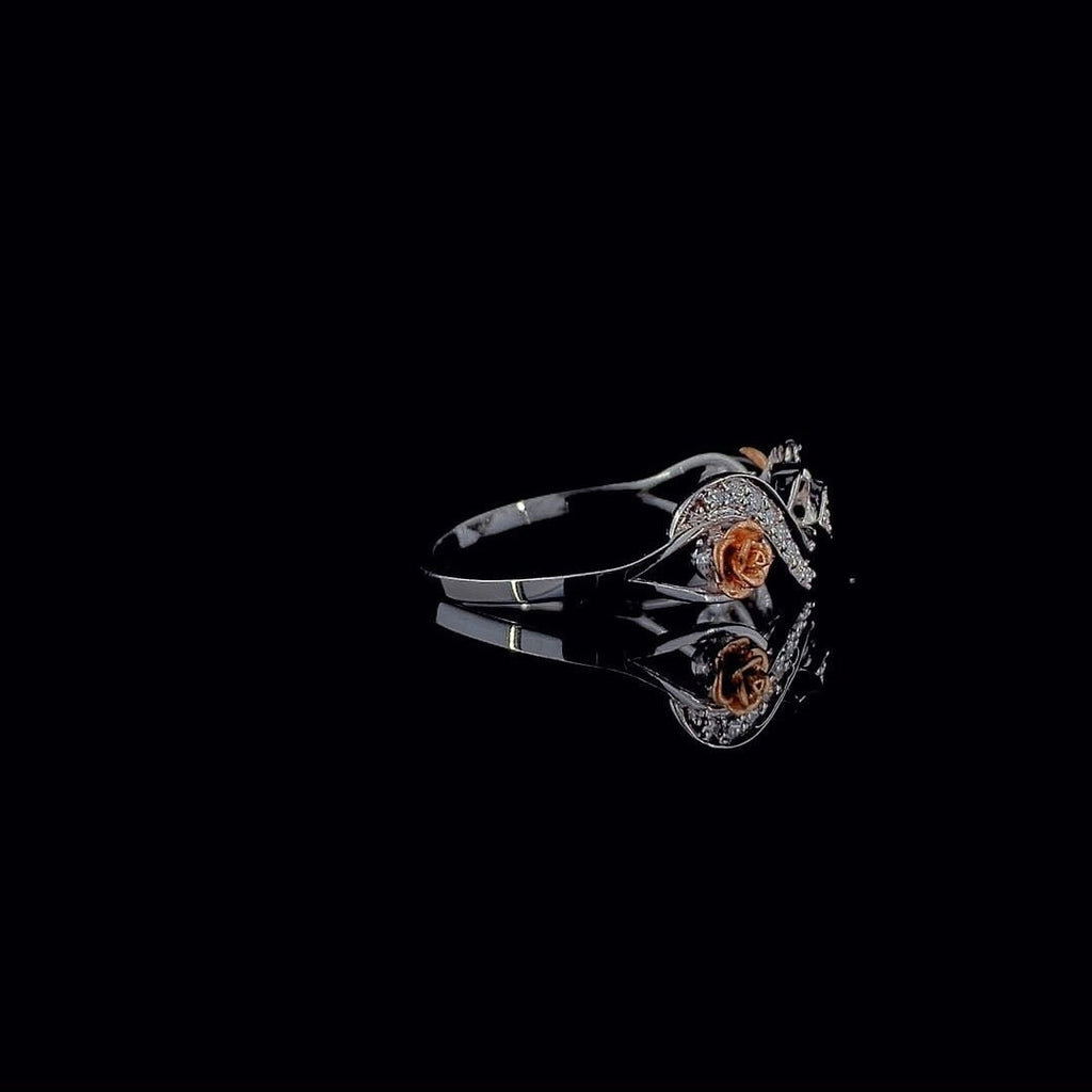 14K Solid Gold Flower Ring | Lab Grown Diamond, Two Tone