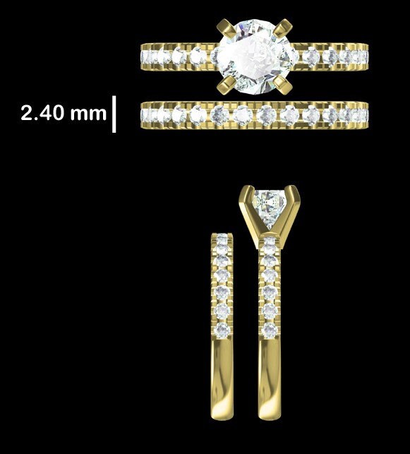 1.70 Carat Lab Grown Diamond Engagement Ring Set | 14KT Gold Wedding Ring