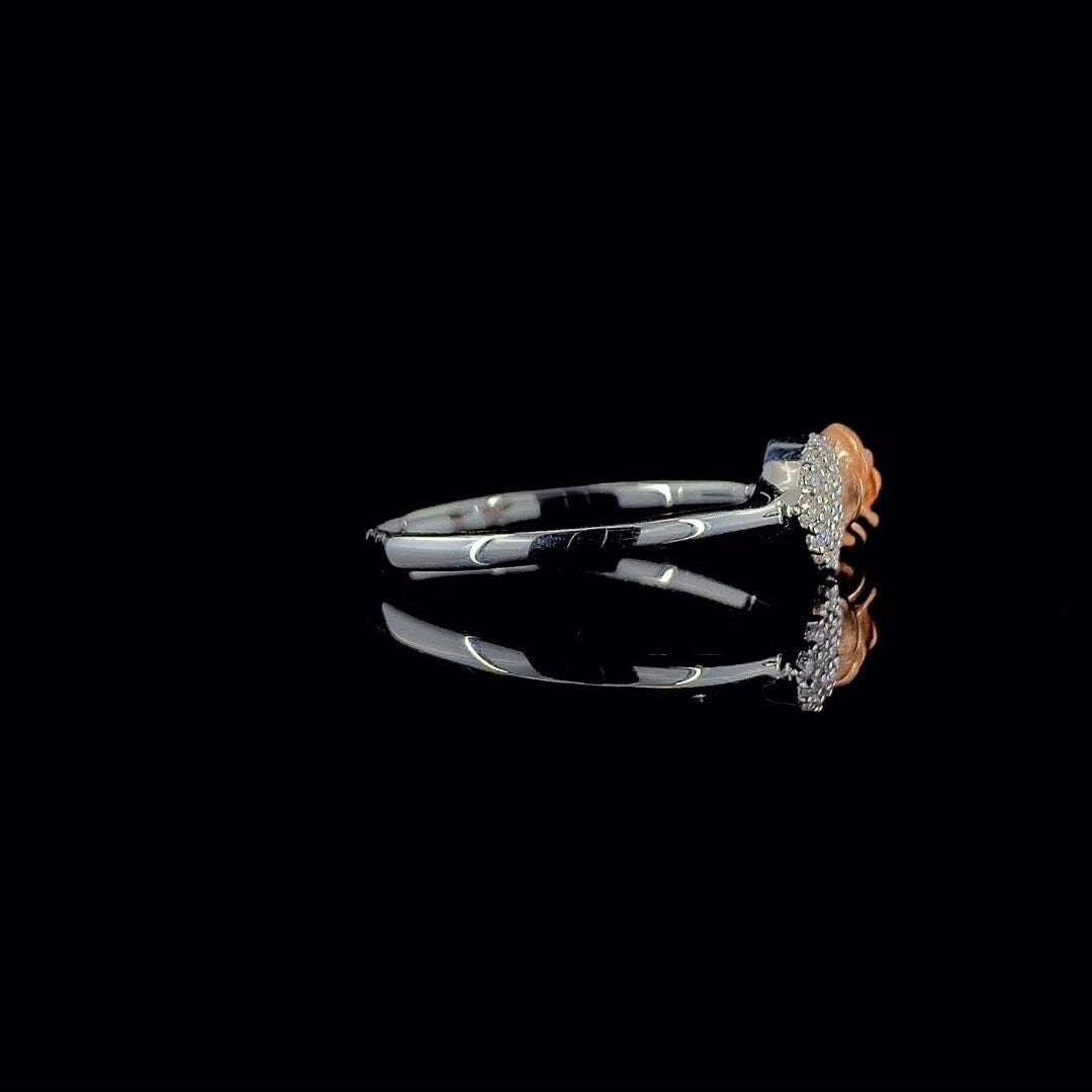 14K Gold Two Tone Lab Grown Diamond Flower Ring | Handmade