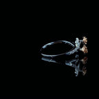 Two Tone 14K Gold Flower Ring: Lab Grown CVD Diamond Rose