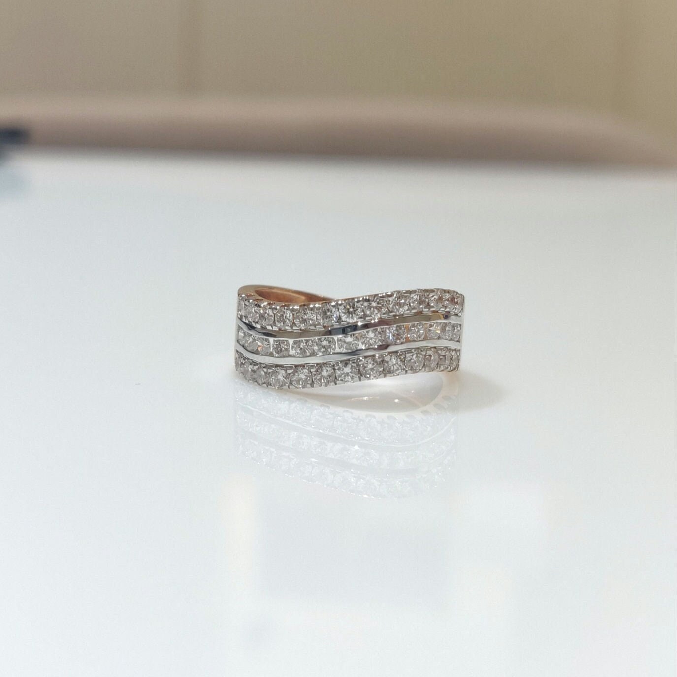 14K Gold Curved Lab Grown Diamond Wedding Band | Stackable Anniversary Ring