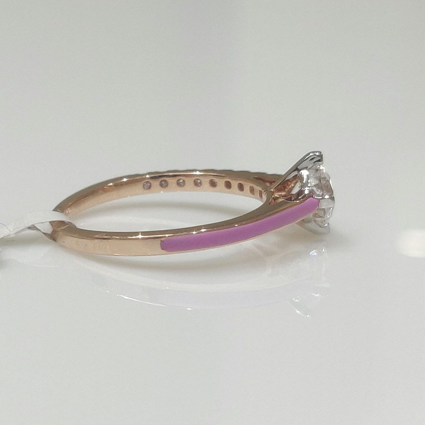 Lab Grown Diamond Engagement Ring | Pink Ceramic & 14K Gold Band, SGL Certified