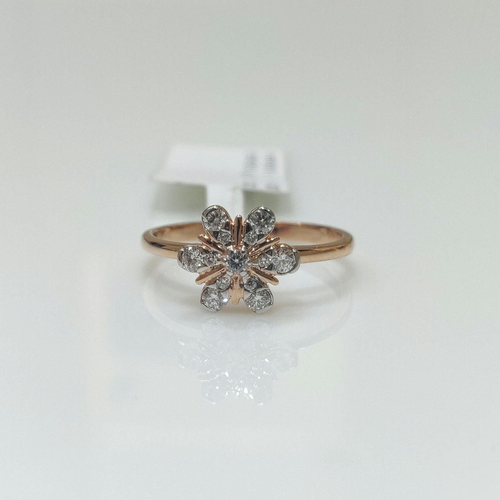 14K Gold Lab Grown Diamond Flower Ring | Handmade Anniversary Gift
