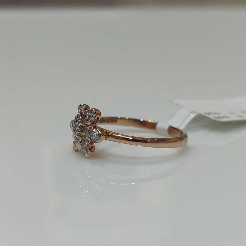 14K Gold Lab Grown Diamond Flower Ring | Handmade Anniversary Gift