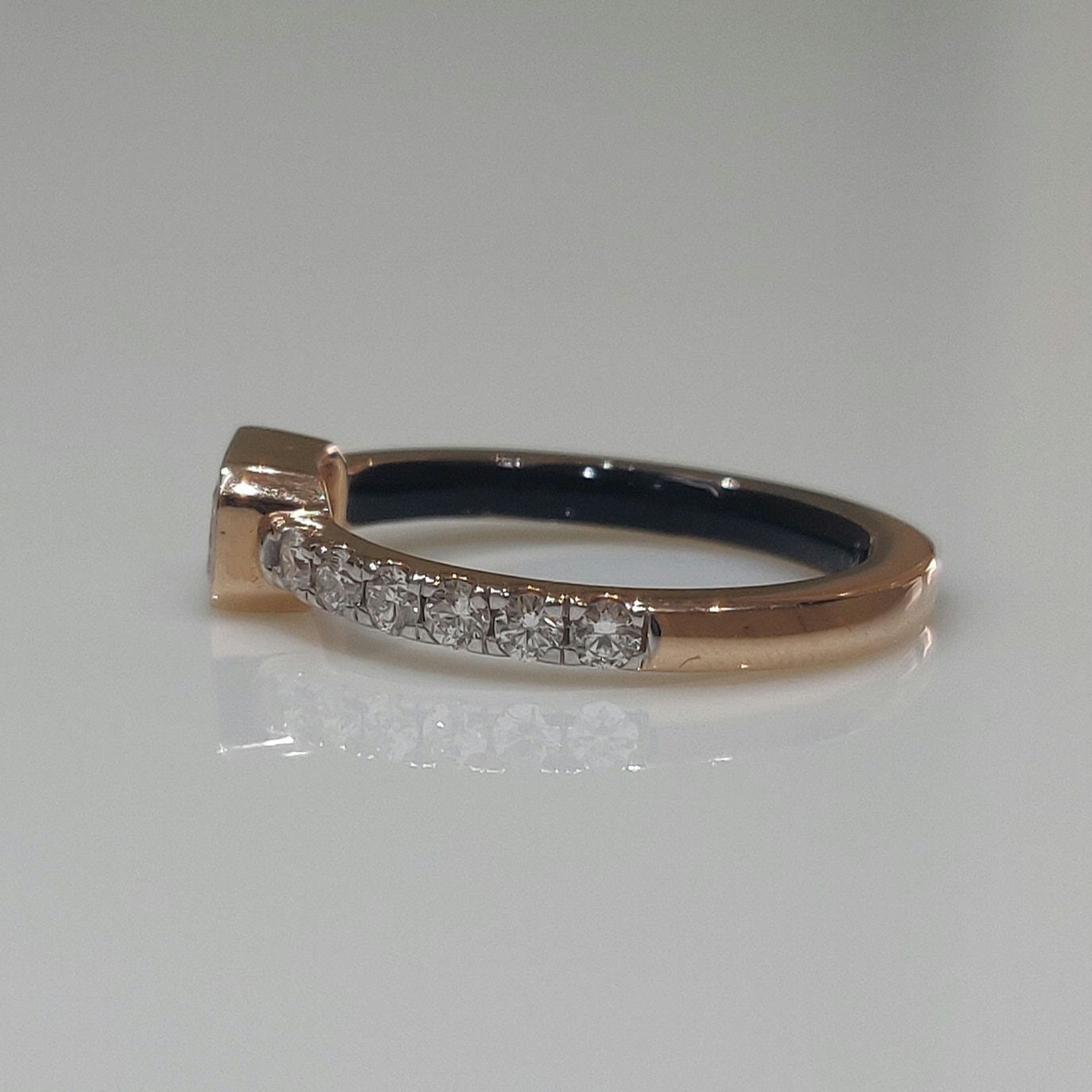 Emerald Cut Lab Grown Diamond Ring | Black Ceramic, 14K Gold