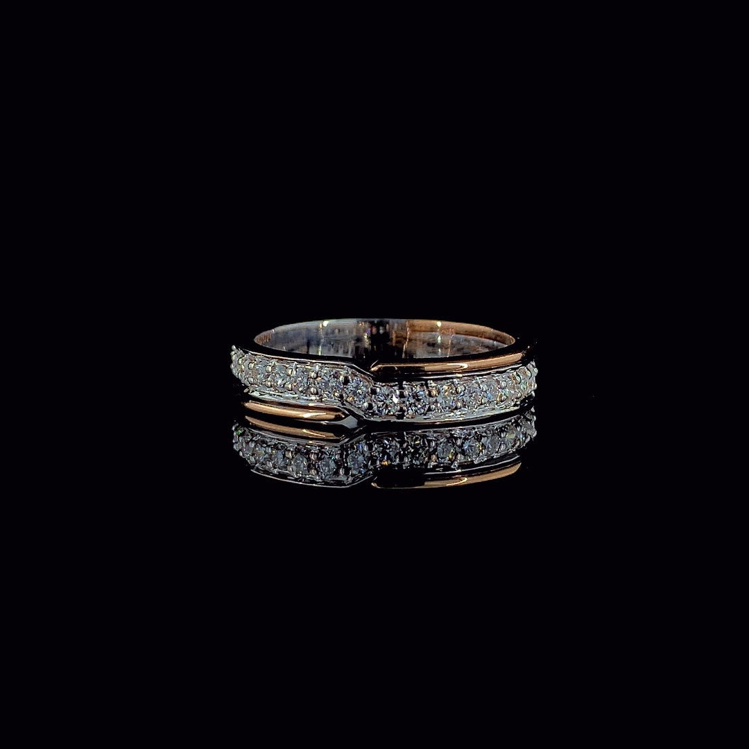 Lab Grown Diamond Wedding Band | Two Tone Gold Half Eternity Stacking Ring