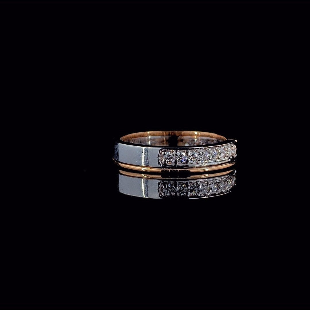 Lab Grown Diamond Wedding Band | Two Tone Gold Half Eternity Stacking Ring