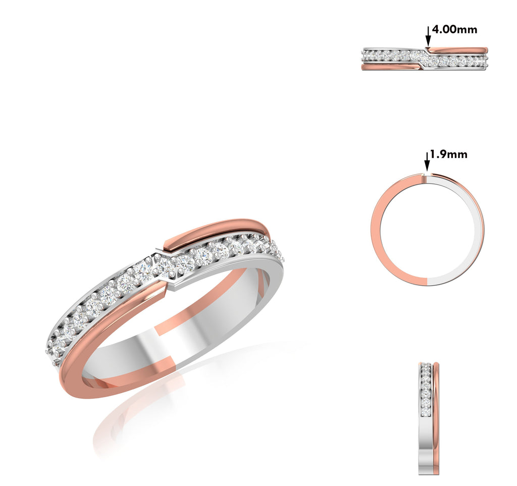 Lab Grown Diamond Wedding Band | Two Tone Gold Half Eternity Stacking Ring
