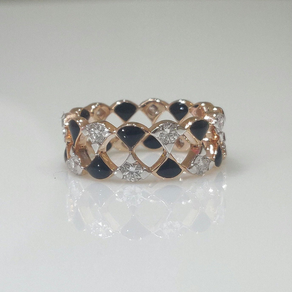 Lab Grown Diamond Wedding Band | 14K Gold & Black Ceramic Ring